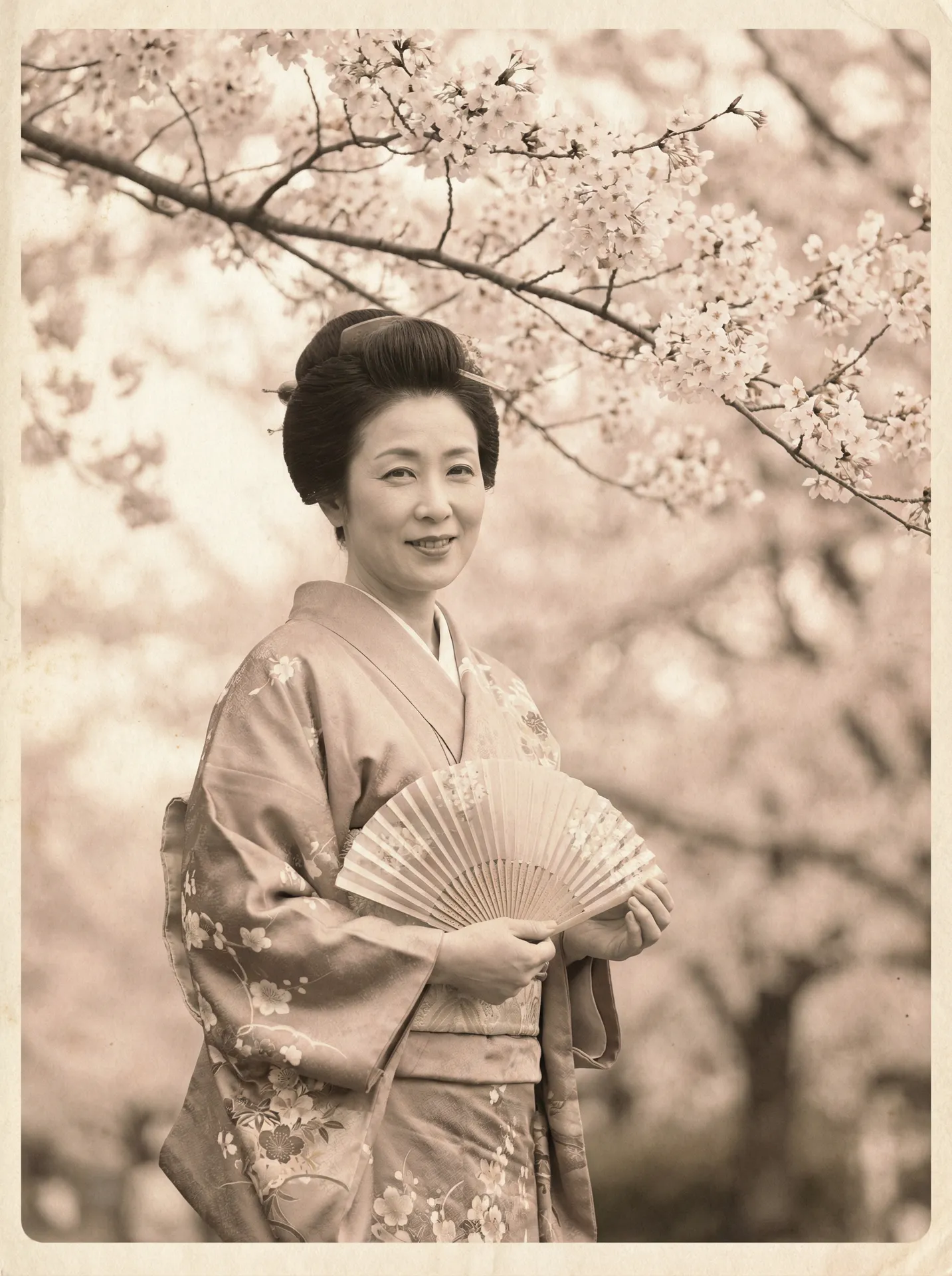 一位持扇的优雅 神木丽 - 最新神木丽写真视频 | 神木丽粉丝专属平台 在樱花树下的复古写真