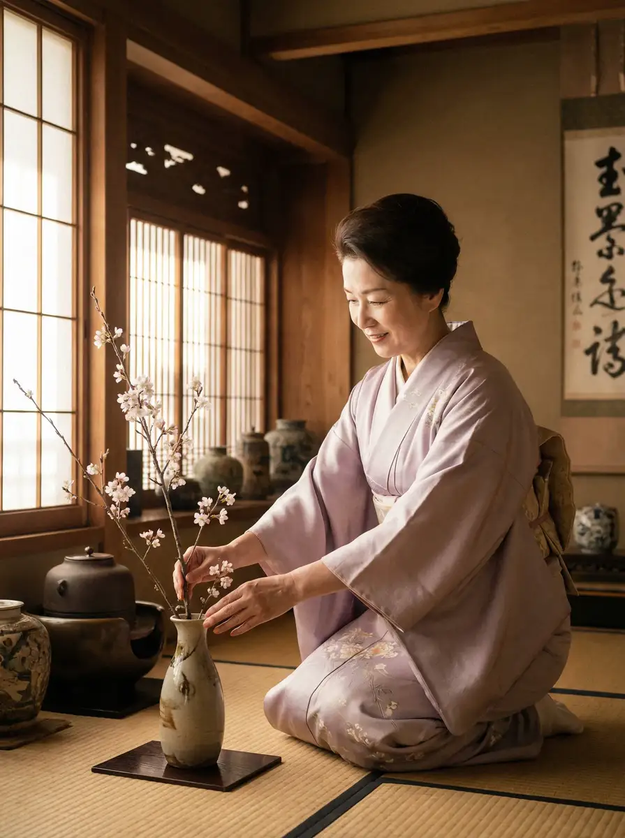 一位优雅的 神木丽 - 最新神木丽写真视频 | 神木丽粉丝专属平台 在和室中插花