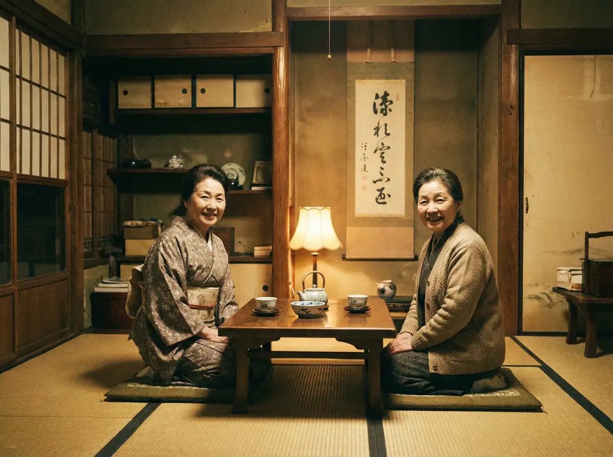 两位优雅的 神木丽 - 最新神木丽写真视频 | 神木丽粉丝专属平台 在日式茶室中品茶交谈